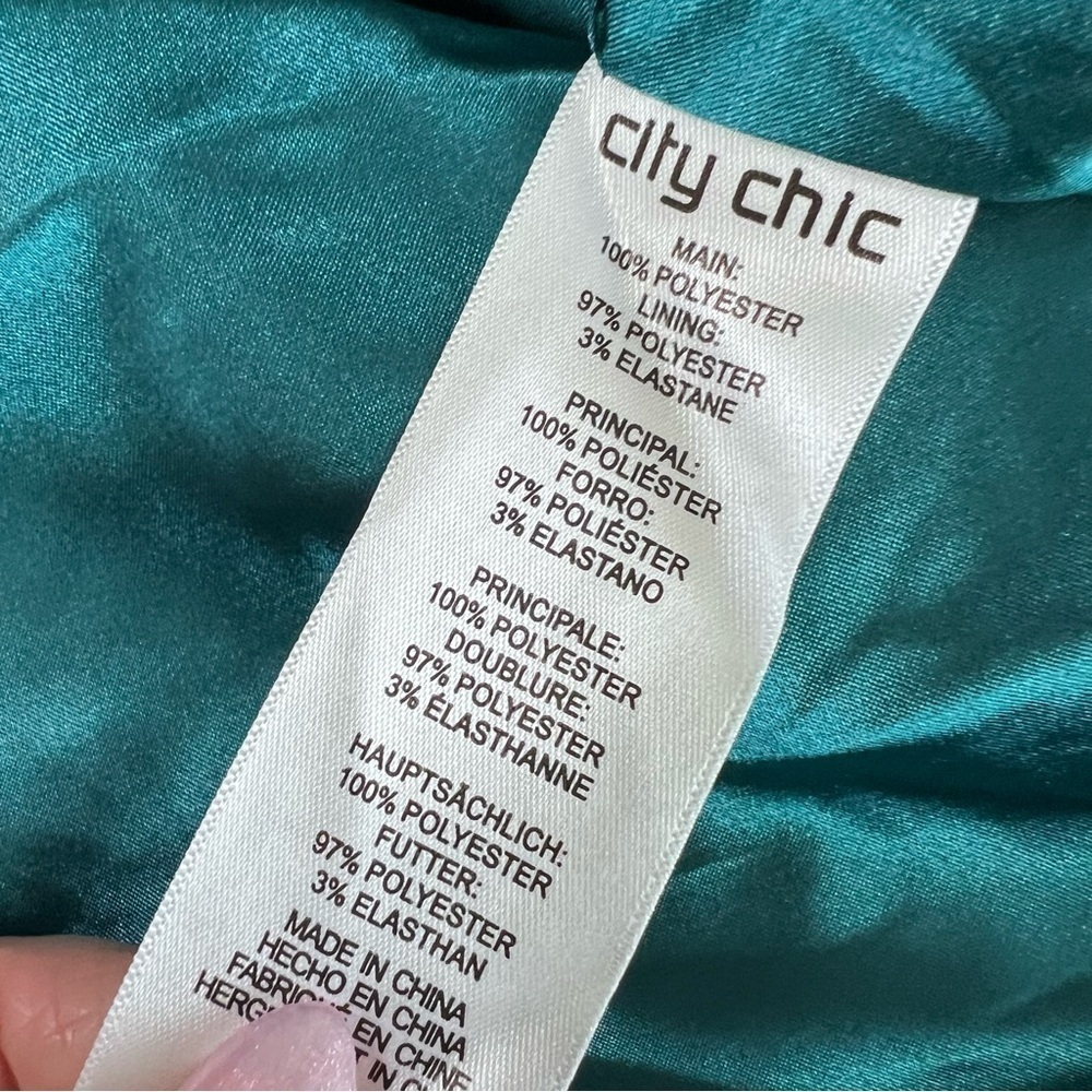 City Chic Dress Women XL 22 Midi Turquoise Slit Front Faux Wrap Sleeveless KK - Picture 9 of 10